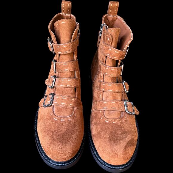 Aerosoles Arezzo Women's Size 10 buckle bootie faux suede brown boot - Picture 8 of 14